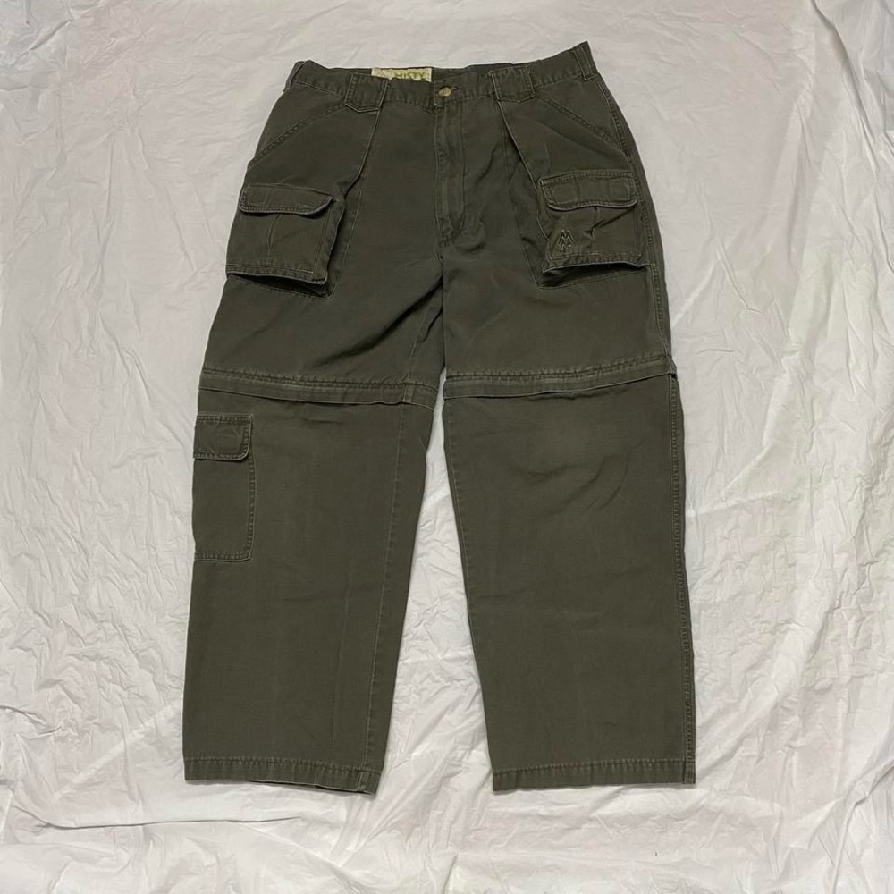 Khaki wide leg bootcut cargo pants